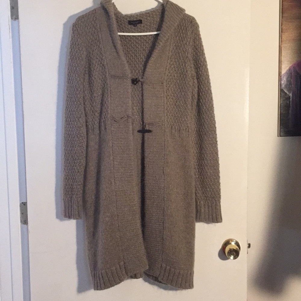 Wool hooded cardigan